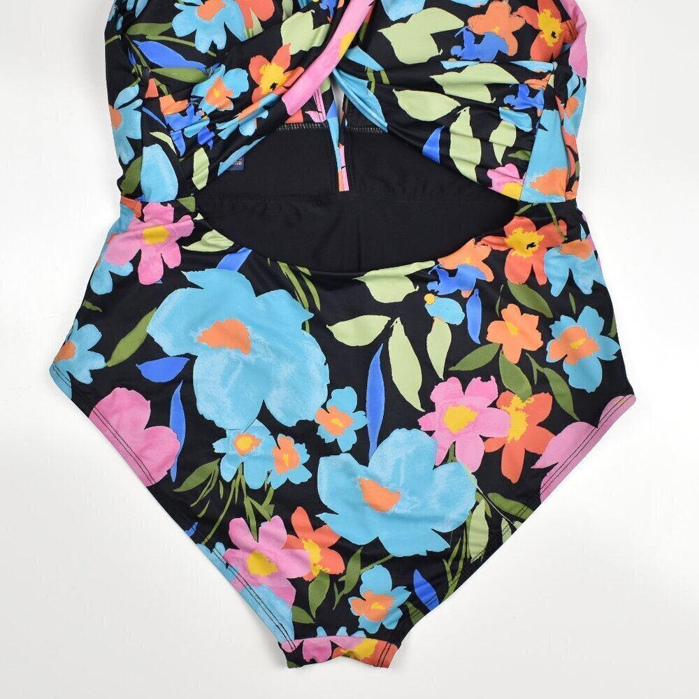 Swim RX Floral Plunge Twist Back One Piece Swimsuit - XL - Picture 4 of 7